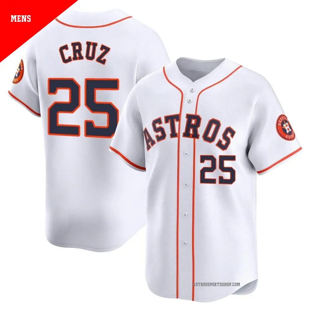 Men s 25 Jose Cruz Jr. Houston Astros White Limited Home Jersey