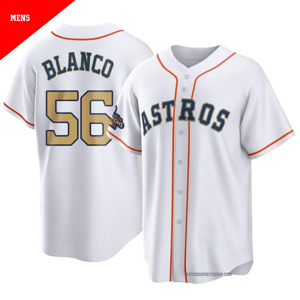 Men's ＃56 Ronel Blanco Houston Astros Gold Replica White 2023 Collection Jersey