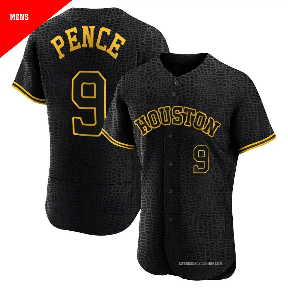 Men's ＃9 Hunter Pence Houston Astros Black Authentic Snake Skin City Jersey