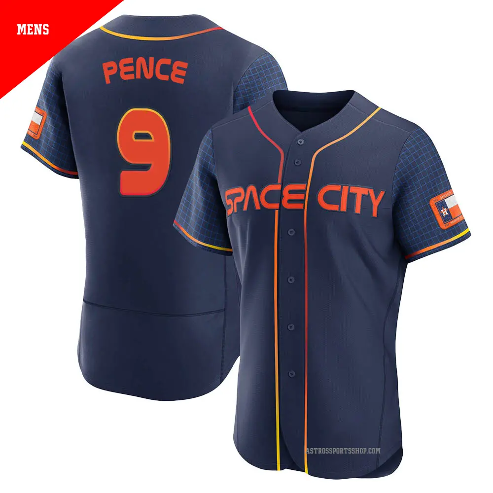 Men's ＃9 Hunter Pence Houston Astros Navy Authentic 2022 City Connect Jersey