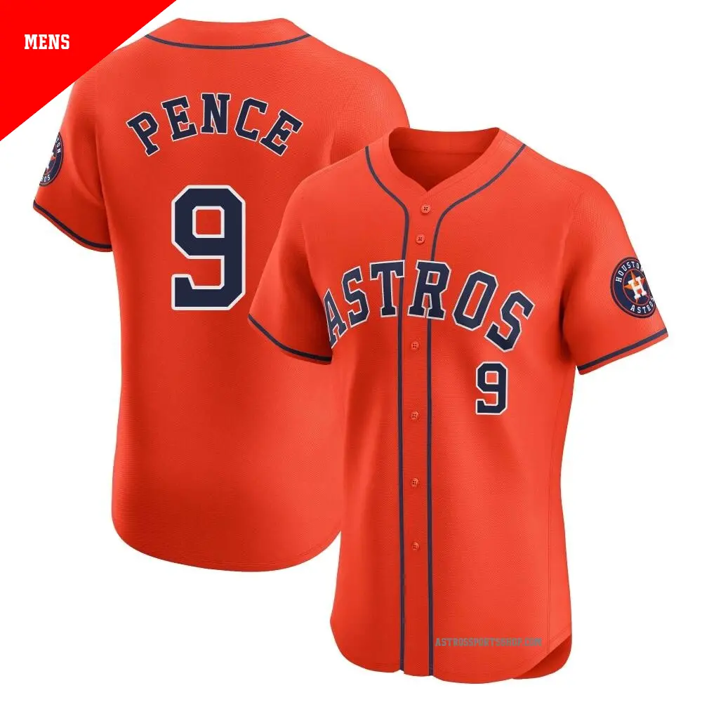 Men's ＃9 Hunter Pence Houston Astros Orange Elite Alternate Vapor Premier Jersey