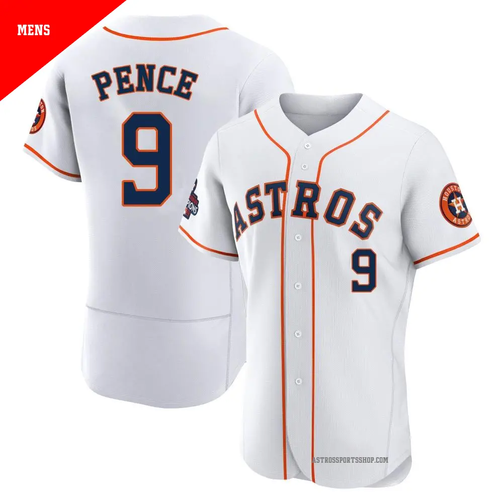 Men's ＃9 Hunter Pence Houston Astros White Authentic 2022 World Series Champions Home Jersey