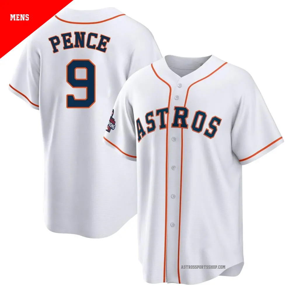 Men's ＃9 Hunter Pence Houston Astros White Replica 2022 World Series Champions Home Jersey