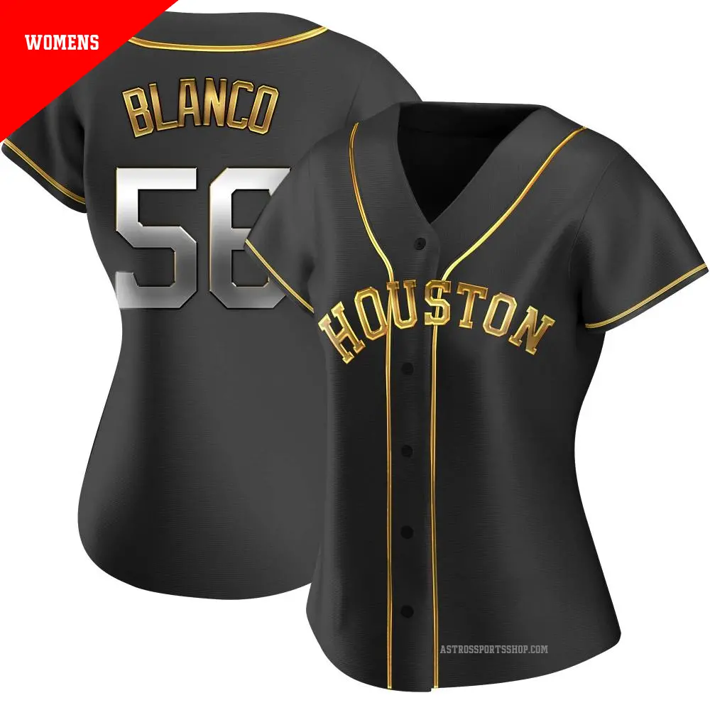 Women's ＃56 Ronel Blanco Houston Astros Gold Replica Black en Alternate Jersey