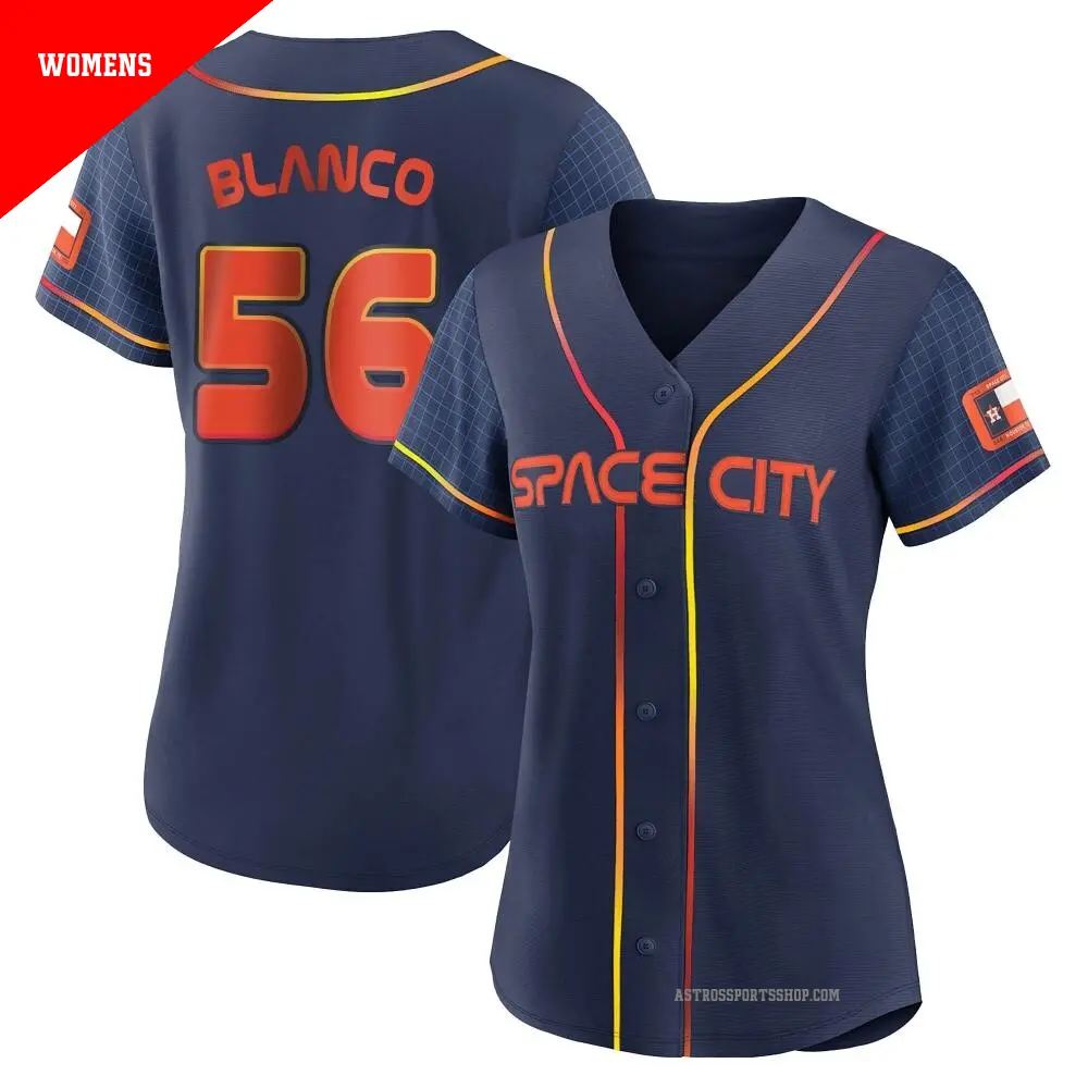 Women's ＃56 Ronel Blanco Houston Astros Navy Authentic 2022 City Connect Jersey