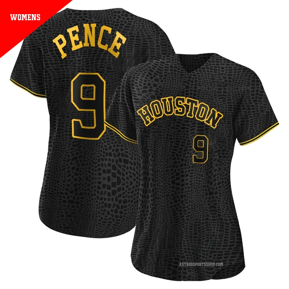 Women's ＃9 Hunter Pence Houston Astros Black Authentic Snake Skin City Jersey