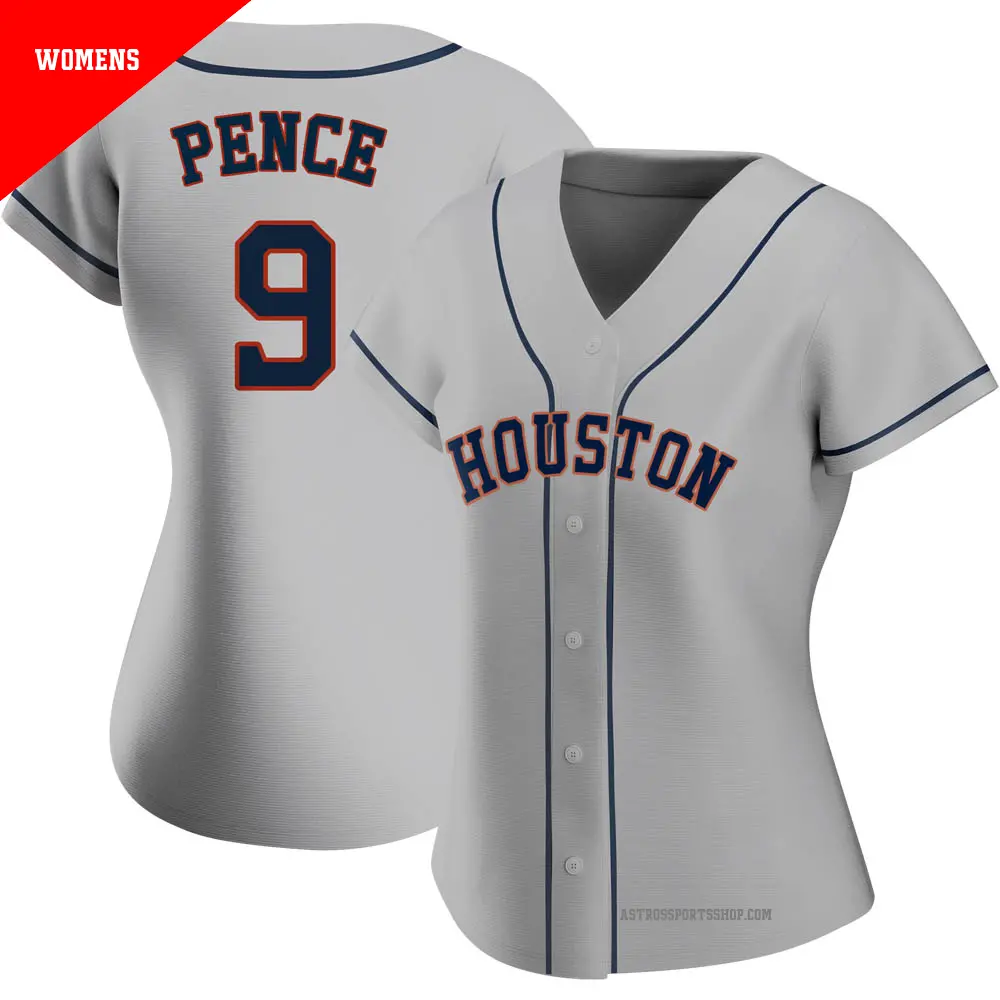 Women's ＃9 Hunter Pence Houston Astros Gray Authentic Road 2020 Jersey