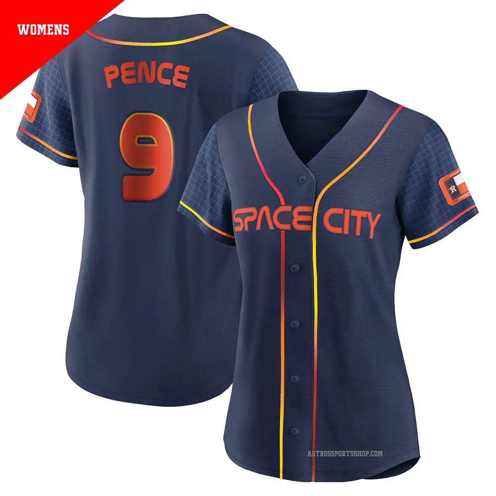 Women's ＃9 Hunter Pence Houston Astros Navy Authentic 2022 City Connect Jersey