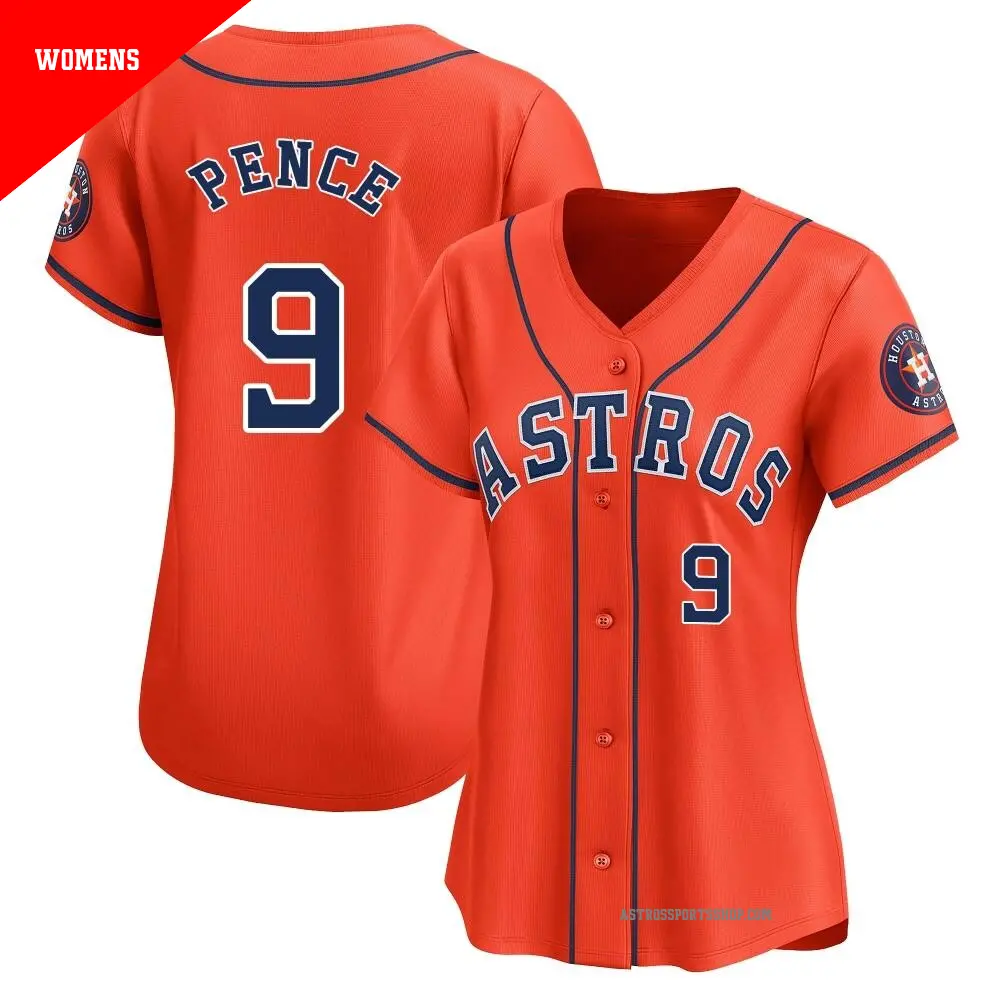 Women's ＃9 Hunter Pence Houston Astros Orange Limited Alternate Jersey