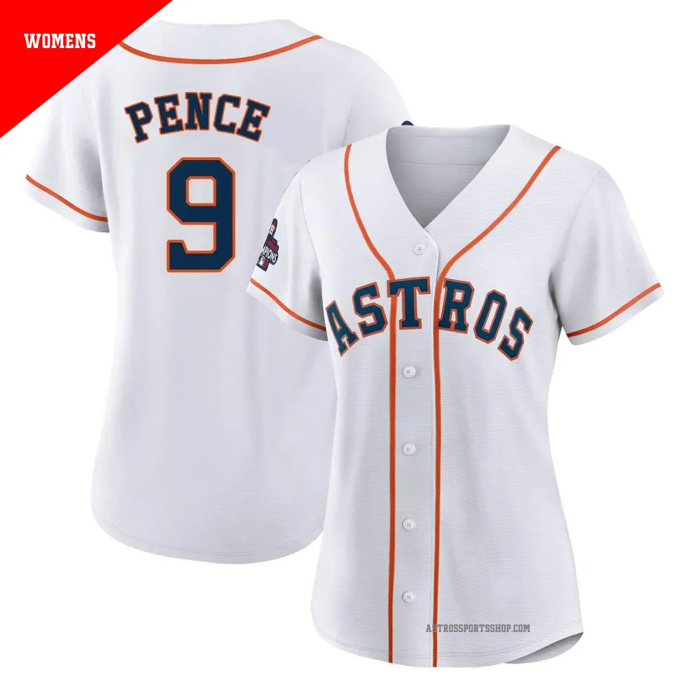 Women's ＃9 Hunter Pence Houston Astros White Authentic 2022 World Series Champions Home Jersey