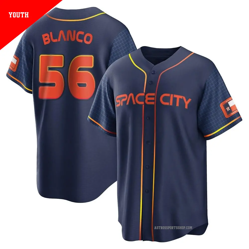 Youth ＃56 Ronel Blanco Houston Astros Navy Replica 2022 City Connect Jersey