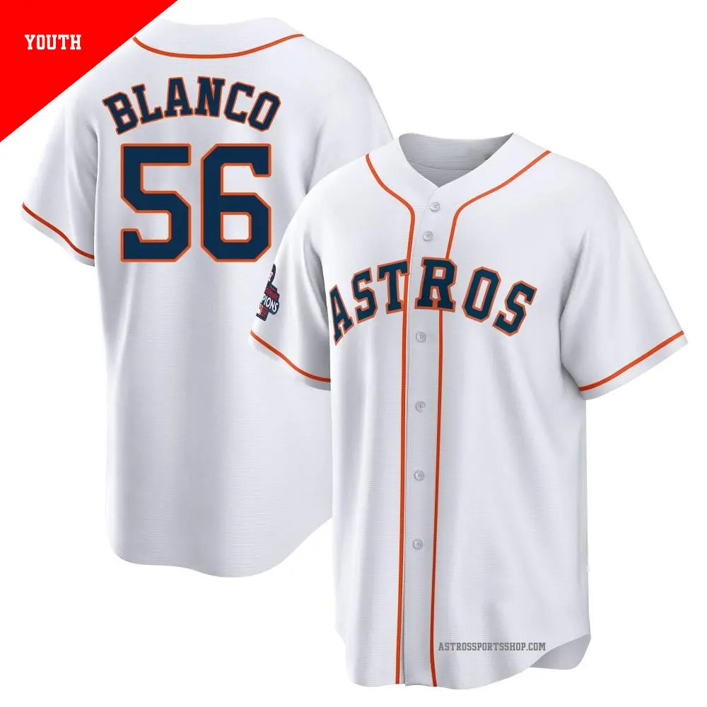 Youth ＃56 Ronel Blanco Houston Astros White Replica 2022 World Series Champions Home Jersey