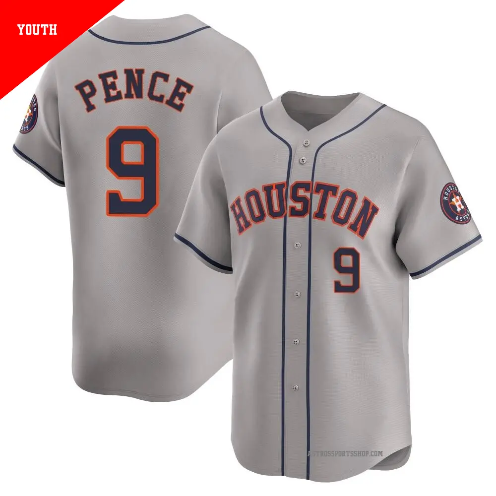 Youth ＃9 Hunter Pence Houston Astros Gray Limited Away Jersey