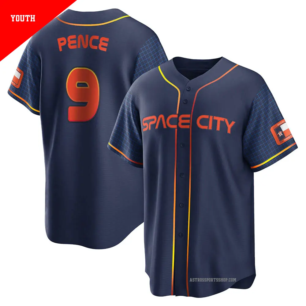 Youth ＃9 Hunter Pence Houston Astros Navy Replica 2022 City Connect Jersey