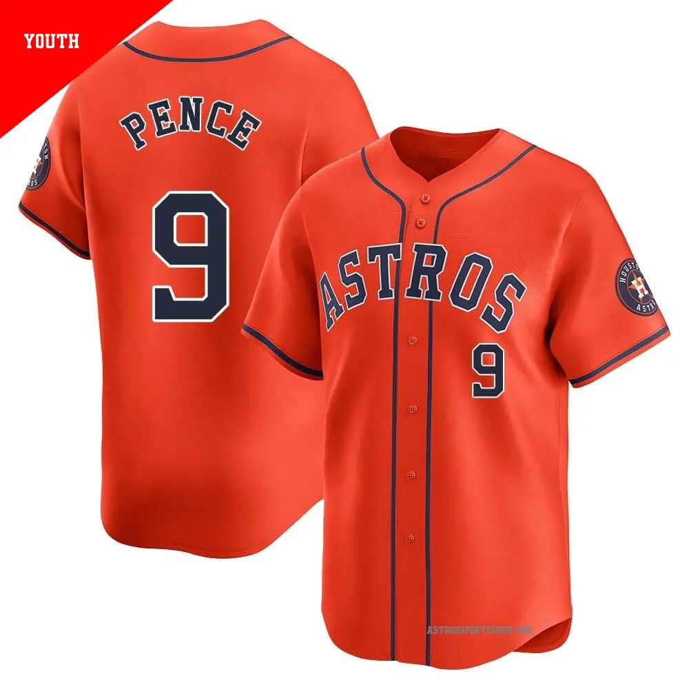 Youth ＃9 Hunter Pence Houston Astros Orange Limited Alternate Jersey